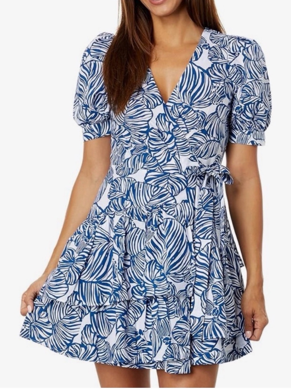 Lilly Pulitzer Alexander Aegean Navy Beach Path Wrap Dress blue white size 0